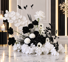 Load image into Gallery viewer, Black & white floor / plinth flowers - HIRE ONLY
