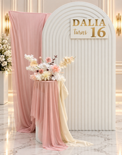 Load image into Gallery viewer, White ripple arch backdrop – 2.1m tall - HIRE ONLY