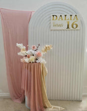 Load image into Gallery viewer, White ripple arch backdrop – 2.1m tall - HIRE ONLY