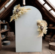 Load image into Gallery viewer, Single white backdrop / arch & 2 x boho flowers - HIRE ONLY