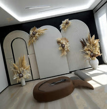 Load image into Gallery viewer, Three white backdrops / arches & 5 x boho flowers - HIRE ONLY