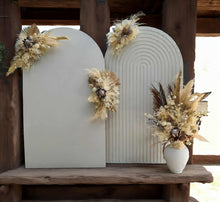 Load image into Gallery viewer, Double white backdrops / arches & 4 x boho flowers - HIRE ONLY