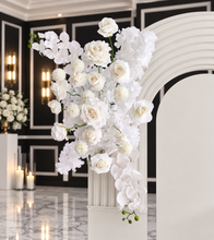 Load image into Gallery viewer, Three white backdrops / arches & 5 x White flowers - Basic Package - HIRE RANGE