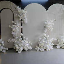Load image into Gallery viewer, Three white backdrops / arches & 9 x White flowers - Advanced Package 2 - HIRE ONLY