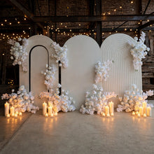 Load image into Gallery viewer, Three white backdrops / arches & 9 x White flowers - Advanced Package 2 - HIRE ONLY
