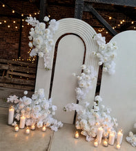 Load image into Gallery viewer, Three white backdrops / arches & 9 x White flowers - Advanced Package 2 - HIRE ONLY