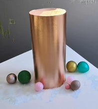 Load image into Gallery viewer, Rose Gold cylinder plinth cake or flower stand - 90cm - HIRE ONLY