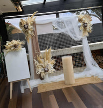 Load image into Gallery viewer, Boho flowers & mesh backdrop / arch Package - Advanced - HIRE ONLY