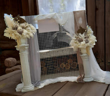 Load image into Gallery viewer, Boho urns & white mesh Roman columns - HIRE ONLY