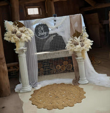 Load image into Gallery viewer, Boho urns & white mesh Roman columns Baby shower package - HIRE ONLY