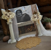 Load image into Gallery viewer, Boho urns & white mesh Roman columns Baby shower package - HIRE ONLY