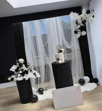 Load image into Gallery viewer, Black & white flowers - Mesh backdrop - Deluxe Package - HIRE ONLY