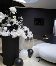 Load image into Gallery viewer, Black & white flowers - Mesh backdrop - Deluxe Package - HIRE ONLY