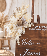 Load image into Gallery viewer, Rustic wooden easel with boho flowers - Welcome sign - HIRE ONLY