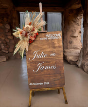 Load image into Gallery viewer, Rustic wooden easel with rustic small flowers - Welcome sign - HIRE ONLY