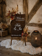 Load image into Gallery viewer, Rustic wooden easel with rustic small flowers - Welcome sign - HIRE ONLY