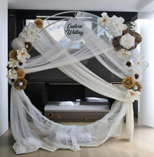 Load image into Gallery viewer, White double circle backdrop package w flowers and plinth - HIRE ONLY