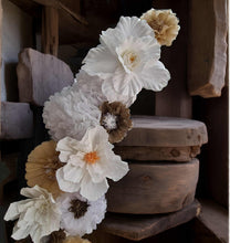 Load image into Gallery viewer, White double circle backdrop package w flowers and plinth - HIRE ONLY