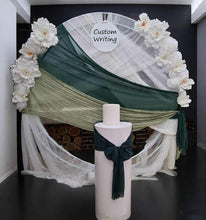 Load image into Gallery viewer, White & green double circle backdrop package w flowers and plinth - HIRE ONLY
