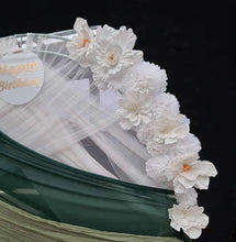 Load image into Gallery viewer, White & green double circle backdrop package w flowers and plinth - HIRE ONLY