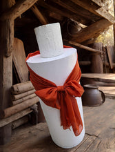 Load image into Gallery viewer, White & orange double circle backdrop package w flowers and plinth - HIRE ONLY