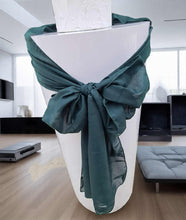 Load image into Gallery viewer, White cylinder plinth cake or flower stand - 90cm with bow - HIRE ONLY