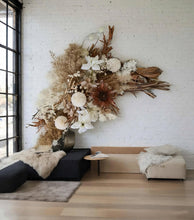 Load image into Gallery viewer, Boho Rustic welcome sign flowers, arbour, easel, backdrop - HIRE ONLY