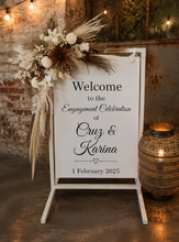 Load image into Gallery viewer, Boho Rustic welcome sign flowers & welcome frame - HIRE ONLY