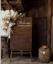 Load image into Gallery viewer, Boho Rustic welcome sign flowers & easel - HIRE ONLY