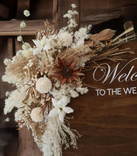 Load image into Gallery viewer, Boho Rustic welcome sign flowers & easel - HIRE ONLY