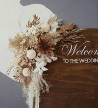 Load image into Gallery viewer, Boho Rustic welcome sign flowers & easel - HIRE ONLY
