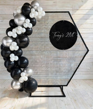 Load image into Gallery viewer, Black Hexagonal mesh backdrop - HIRE ONLY