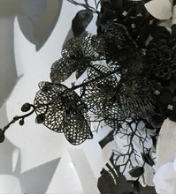 Load image into Gallery viewer, Black & White hanging flowers for backdrop, arch, arbour - HIRE ONLY