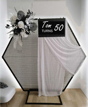 Load image into Gallery viewer, Black hexagonal backdrop & flowers - HIRE ONLY