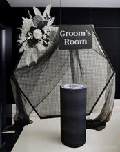 Load image into Gallery viewer, Black & white Blokes Birthday package w wheels cake stand - HIRE ONLY