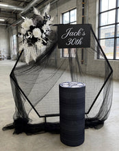 Load image into Gallery viewer, Black & white Blokes Birthday package w wheels cake stand - HIRE ONLY