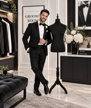 Load image into Gallery viewer, Male Mannequin in black – Grooms Preparation Room - HIRE ONLY