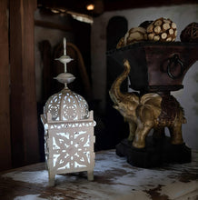 Load image into Gallery viewer, White boho table lantern - SMALL - HIRE ONLY