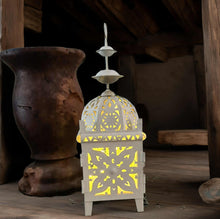 Load image into Gallery viewer, White boho table lantern - SMALL - HIRE ONLY