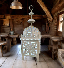 Load image into Gallery viewer, White boho table lantern - SMALL - HIRE ONLY