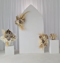 Load image into Gallery viewer, Boho King Protea Everlasting arbour / backdrop flowers Style 1 - HIRE ONLY