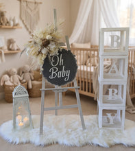 Load image into Gallery viewer, Boho neutral Baby Shower welcome sign & lantern - HIRE ONLY