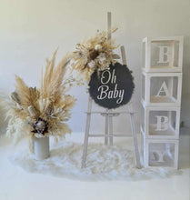 Load image into Gallery viewer, Boho neutral Baby Shower welcome sign & small urn - HIRE ONLY