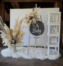 Load image into Gallery viewer, Boho neutral Baby Shower welcome sign & small urn - HIRE ONLY