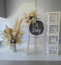 Load image into Gallery viewer, Boho neutral Baby Shower welcome sign & small urn - HIRE ONLY