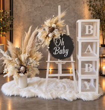 Load image into Gallery viewer, Boho neutral Baby Shower welcome sign & small urn - HIRE ONLY