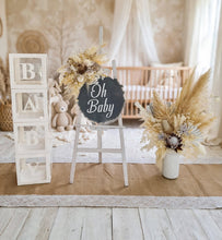 Load image into Gallery viewer, Boho neutral Baby Shower welcome sign & small urn - HIRE ONLY