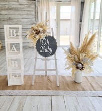 Load image into Gallery viewer, Boho neutral Baby Shower welcome sign & small urn - HIRE ONLY