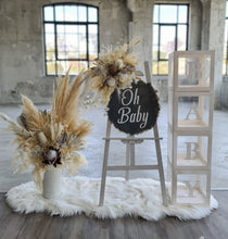 Load image into Gallery viewer, Boho neutral Baby Shower welcome sign & small urn - HIRE ONLY