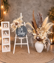 Load image into Gallery viewer, Boho neutral Baby Shower welcome sign & medium urn - HIRE ONLY